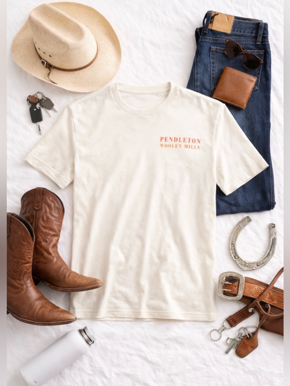 Pendleton Men's Cream Short Sleeve Logo Tee